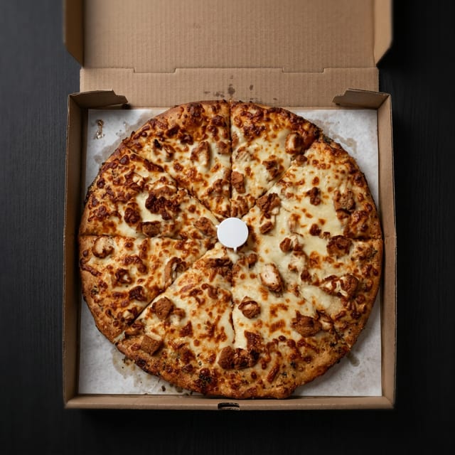 Chicken & Broccoli Pizza.